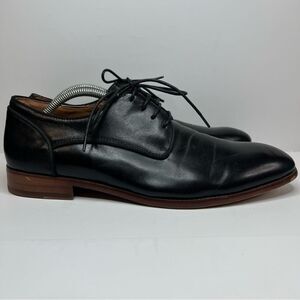 STEVE MADDEN Husk Black Leather Lace Up Plain Toe Oxford Shoes